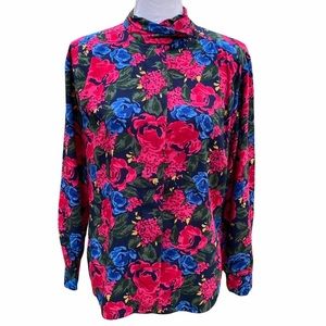 Pendleton Floral Blouse - Pink, Blue, Green
